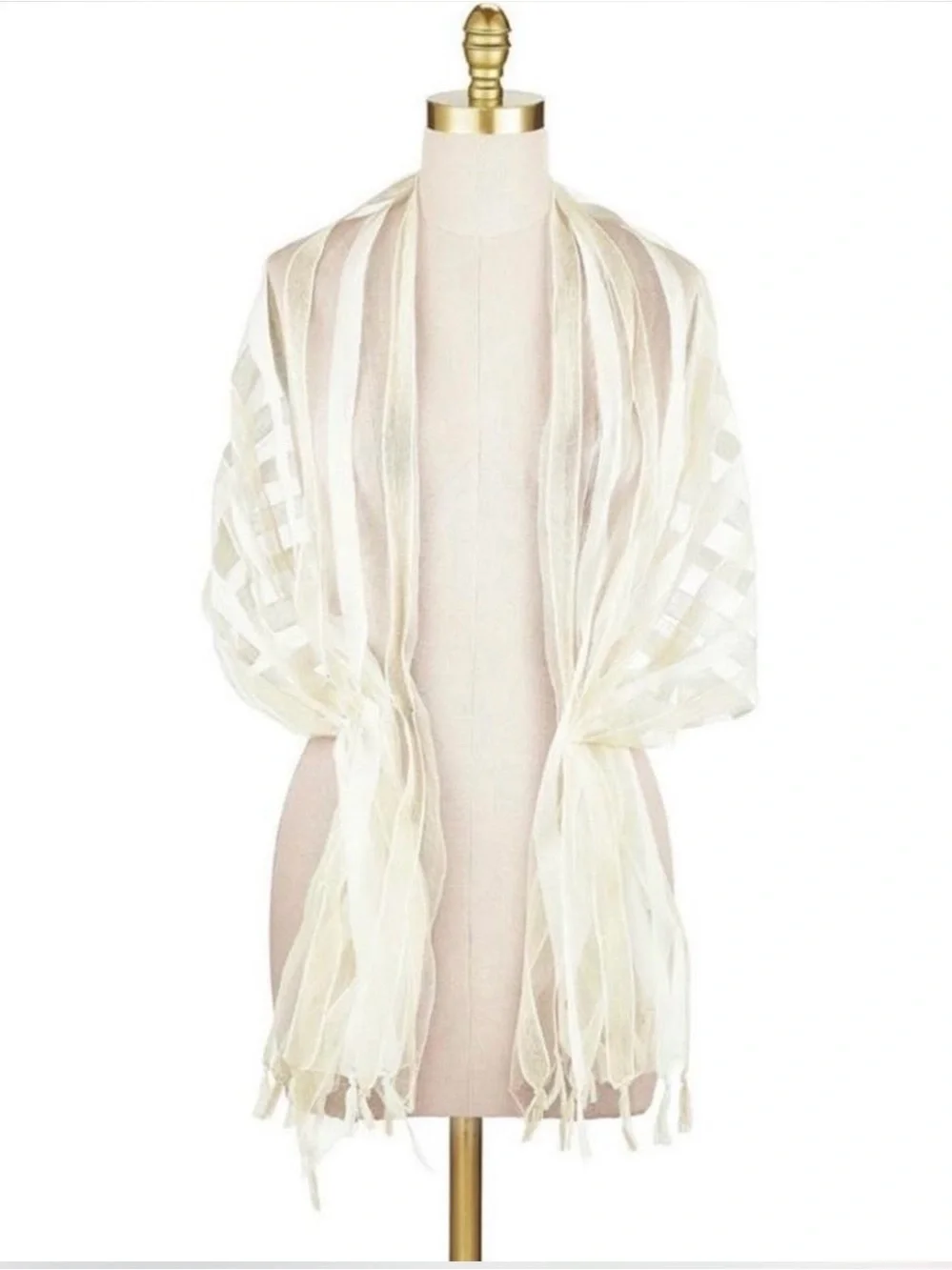 Lightweight Sheer Scarf with Metallic Stripes